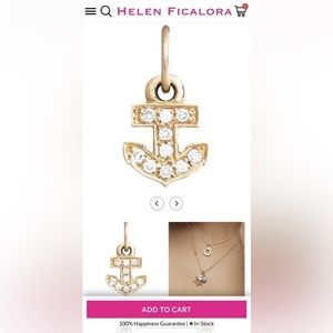 14k Helen Ficalora Gold Diamond Anchor Pendant Charm